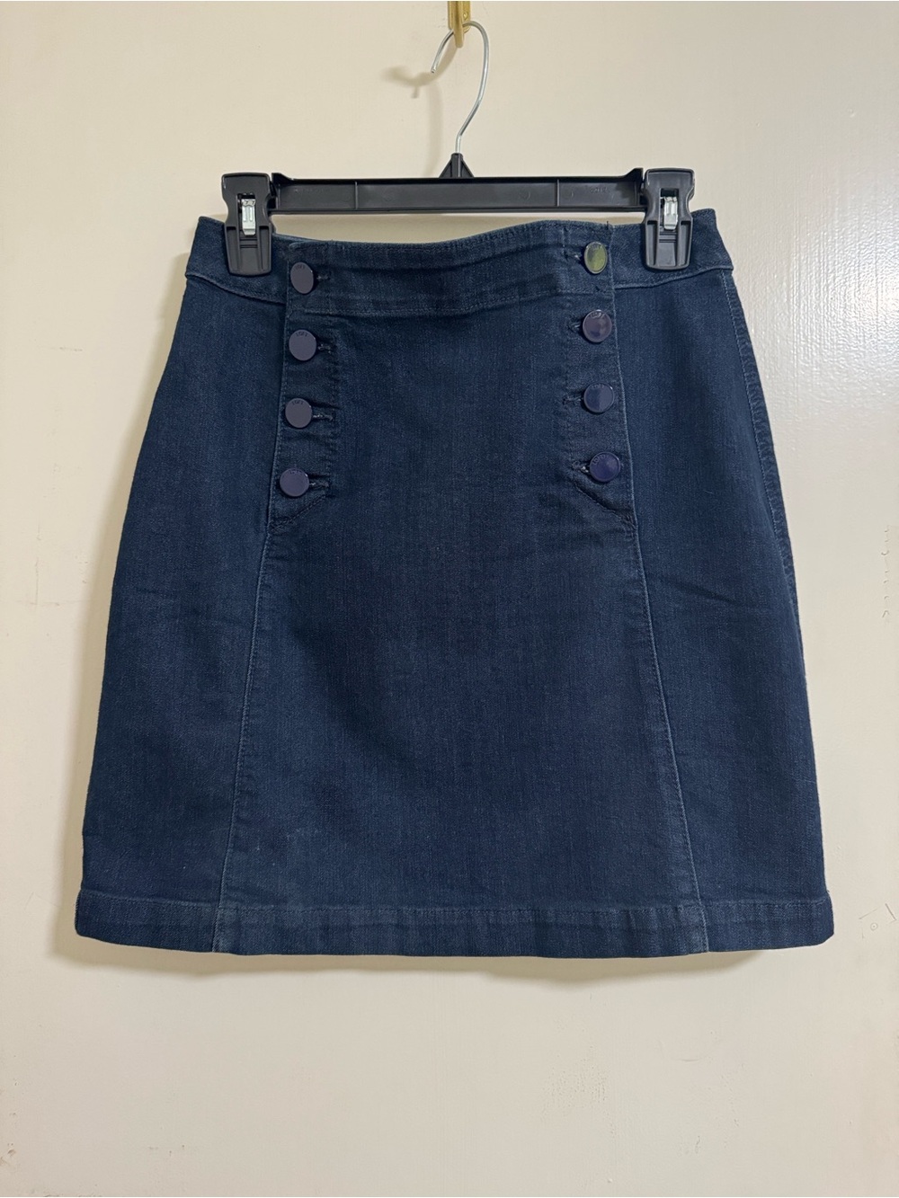 LOFT Navy Button-Front Mini Skirt